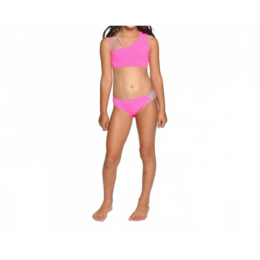 NEW LITTLE PEIXOTO girls' olivia bikini set in pebble haute pink